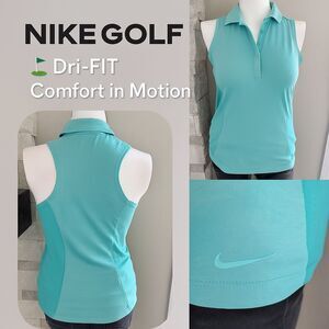 Nike Golf Dri-FIT Tour Performance Sleeveless Polo – Aqua Blue | Size Small